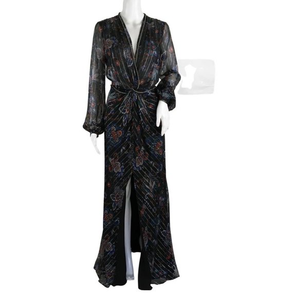 Veronica Beard Women's Kaira Metallic Floral Maxi Dress Black Multi Sz 6, 10 - Picture 2 of 8